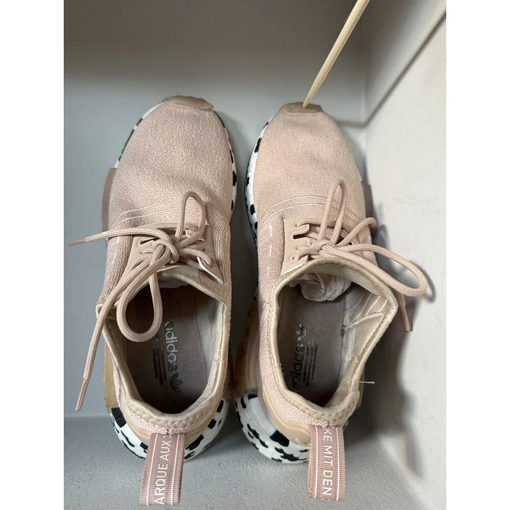 Adidas NMD R1 Halo Blush Spotted Womens 7.5 Cow Print Pink Beige Sneakers GZ7996